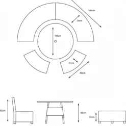 Monaco Stone Dining Modular Curved