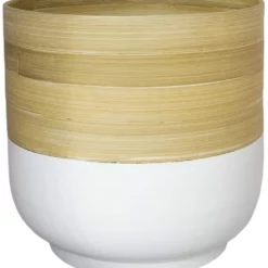 Ivyline Bamboo Planter - White - 19cm